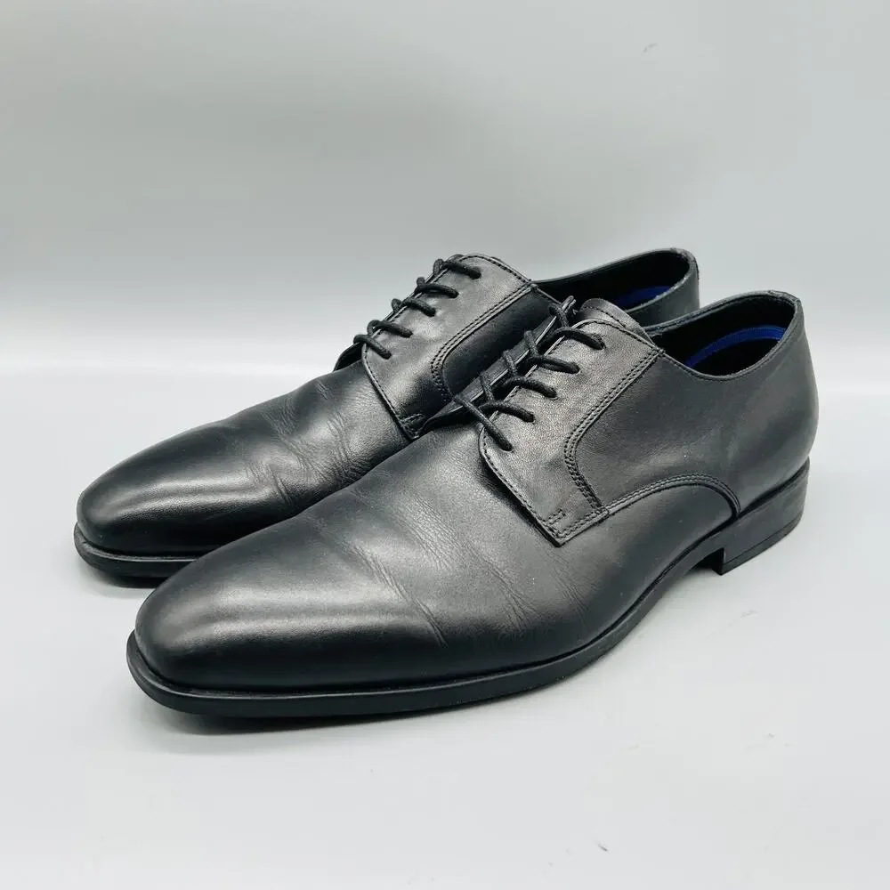 Paul Smith Shoes Mens 9 Black Leather Derby Oxford Dress Almond Toe Classic